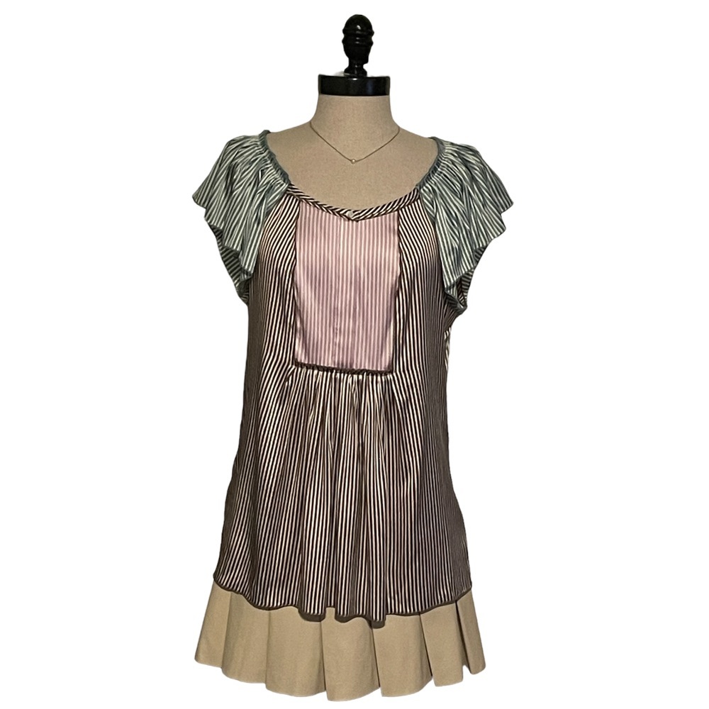 BCBGMaxAzria Striped Color Block Silk Top - Small - 95% Silk, 5% Spandex - EUC